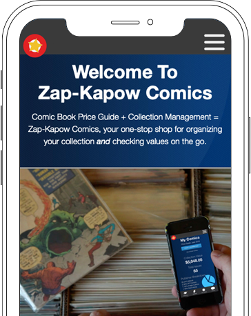 Zap-Kapow Comics Price Guide and Collection Management on an smartphone iOS Android